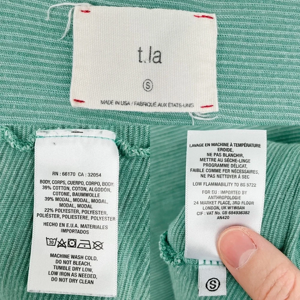 Anthropologie t.la Striped Scoop Neck Layering Tank Women’s Small Seafoam Green - Picture 10 of 11